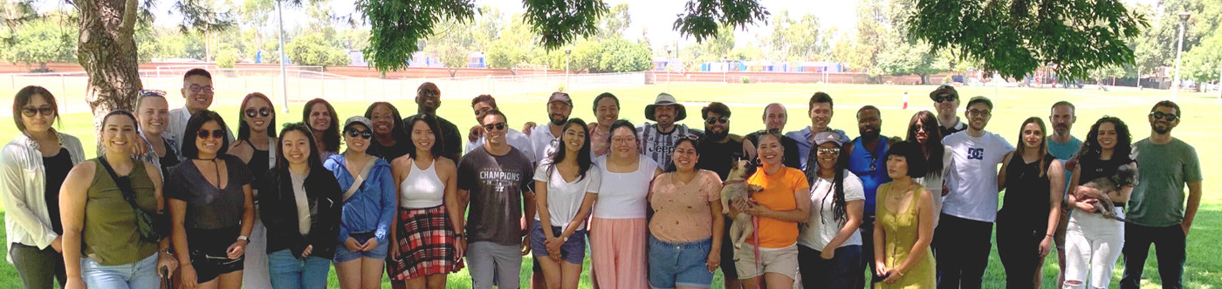 Group photo taken at the summer retreat